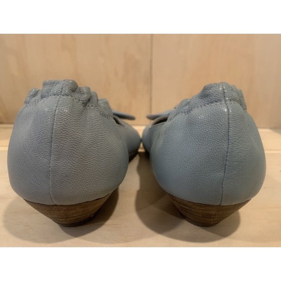 JOSE SAENZ Blue Bow Peep Toe Size 40 EU 8 US Small Heel Slip On Flats - Picture 4 of 5